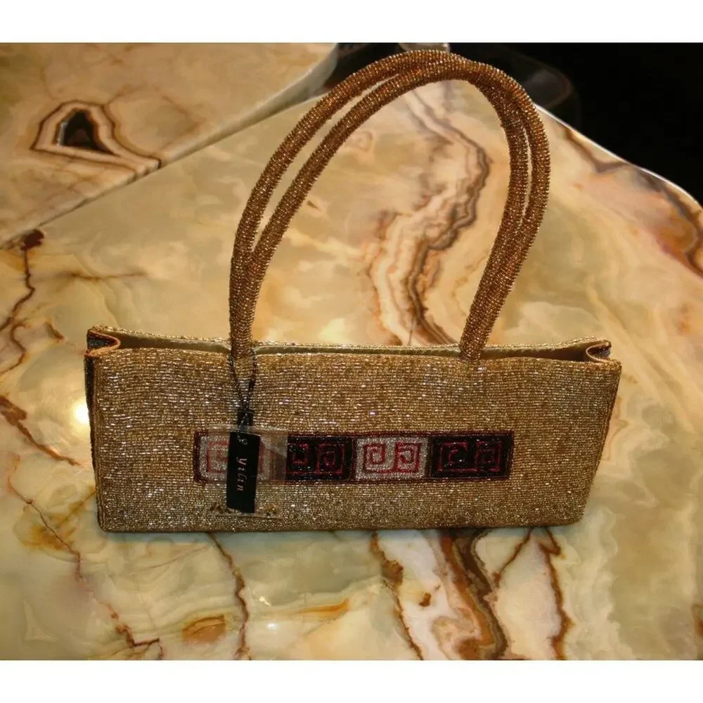 YILIN Gold Hand Beaded Evening Hand Bag